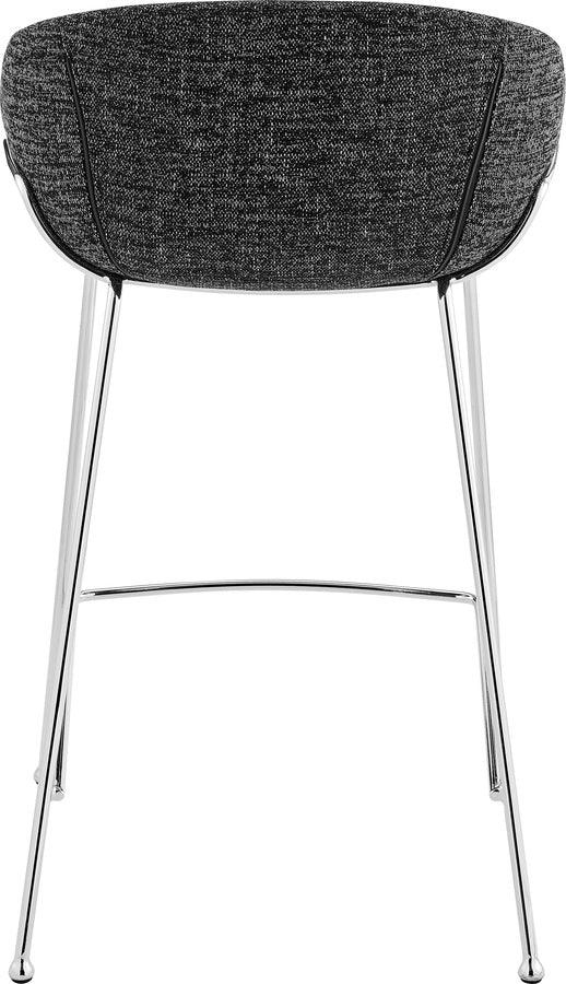 Euro Style Barstools - Zach-C Counter Stool with Black Fabric and Chromed Steel Frame and Legs - Set of 2