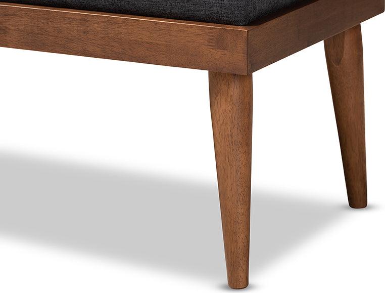 Wholesale Interiors Benches - Linus Mid-Century Modern Dark Grey Fabric Upholstered And Button Tufted Wood Bench