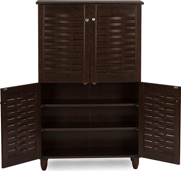 Baxton Studio Winda 4-Door Entryway Shoe Storage Cabinet in Dark Gray