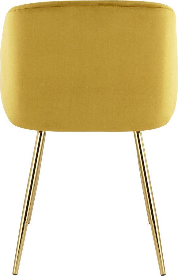 Lumisource Dining Chairs - Fran Contemporary Chair in Gold Metal and Chartreuse Velvet - Set of 2