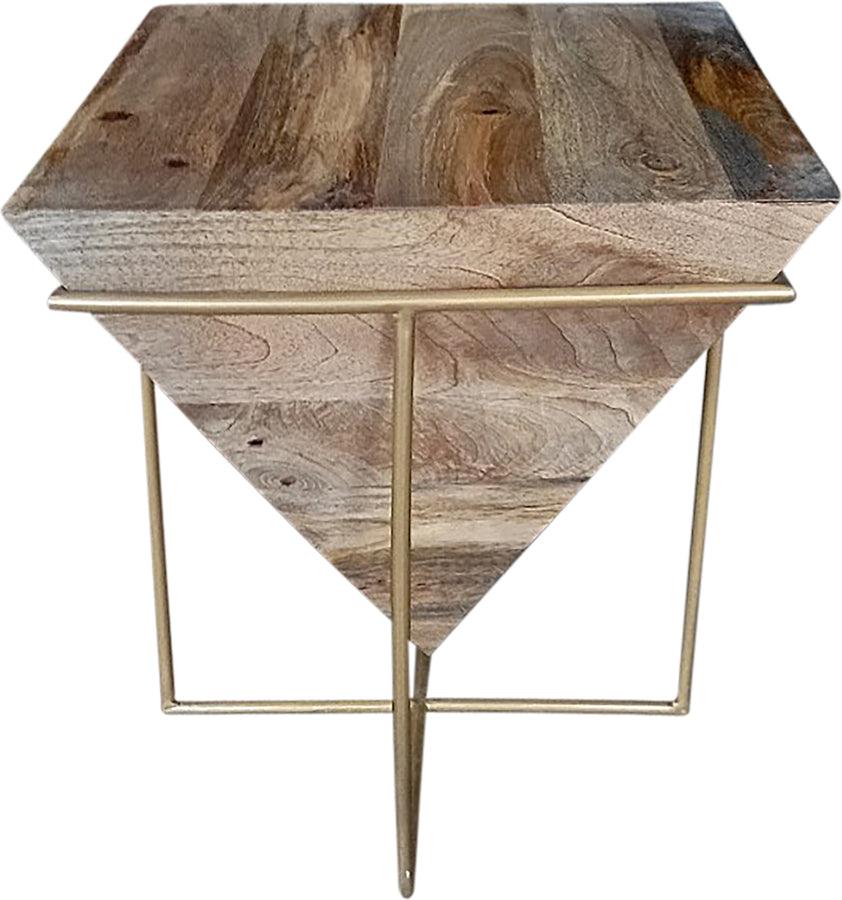 Sagebrook Home Side & End Tables - Wood 18"H Inverted Pyramid Side Table Brown/Gold