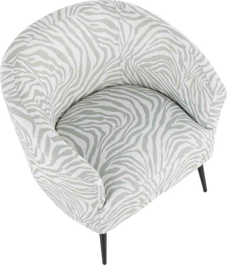 Lumisource Accent Chairs - Tania Contemporary/Glam Accent Chair In Black Steel & Light Green Zebra Fabric