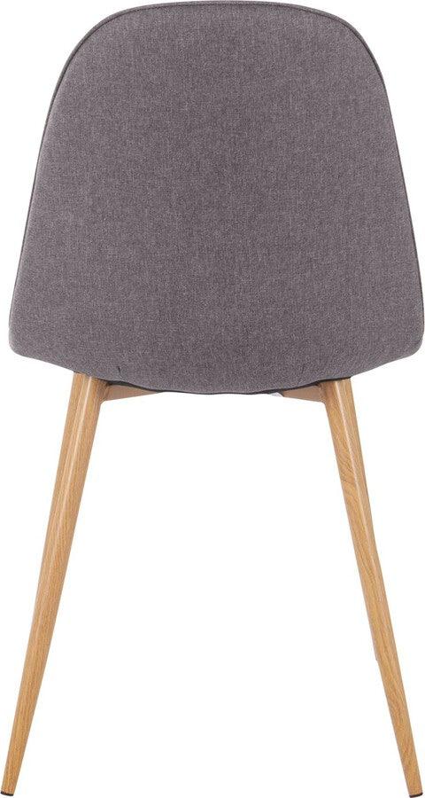 Lumisource Accent Chairs - Pebble Contemporary Chair In Natural Wood Metal & Charcoal Fabric (Set of 2)