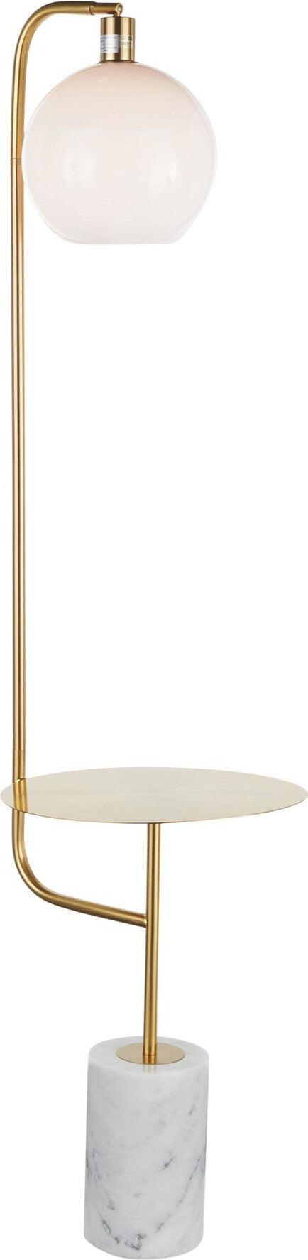 Lumisource Floor Lamps - Symbol Floor Lamp with Side Table White & Gold