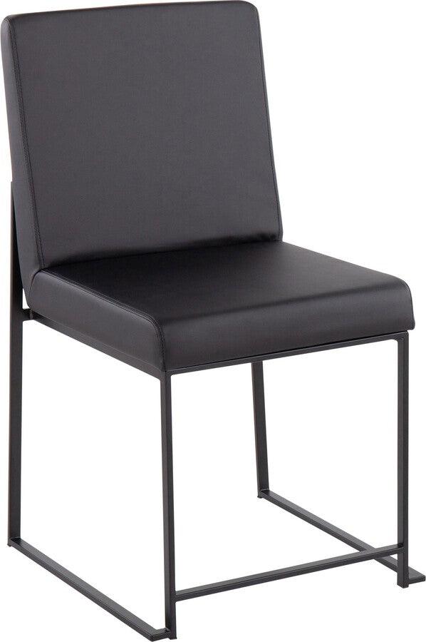 Lumisource Dining Chairs - High Back Fuji Contemporary Dining Chair In Black Steel & Black Faux Leather (Set of 2)