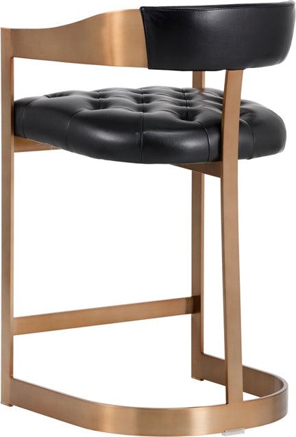 SUNPAN Barstools - Beaumont Counter Stool - Antique Brass - Cantina Black