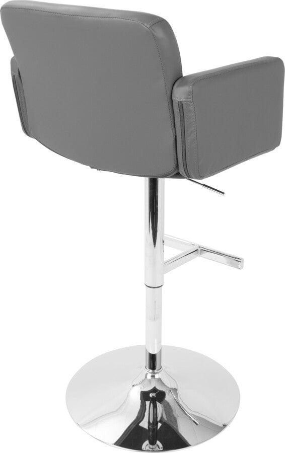 Lumisource Barstools - Stout Contemporary Adjustable Barstool with Swivel and Grey Faux Leather