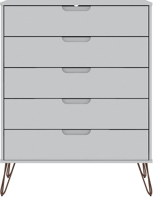 Manhattan Comfort Bedroom Sets - Rockefeller 5-Drawer & 6-Drawer White Dresser Set