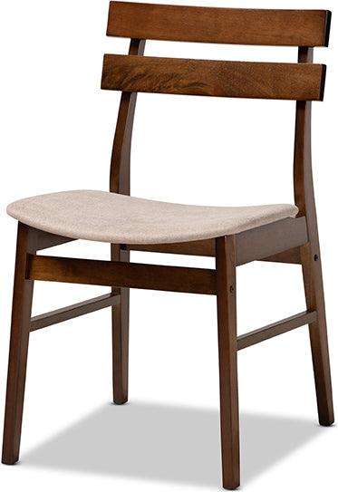 Wholesale Interiors Dining Sets - Eiko Light Beige Fabric Upholstered and Walnut Brown Finished Wood 5-Piece Dining Set