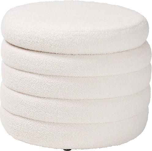 Wholesale Interiors Ottomans & Stools - Tabitha Modern and Contemporary Ivory Boucle Upholstered Storage Ottoman