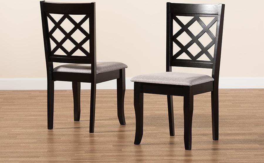 Wholesale Interiors Dining Chairs - Verner Grey Fabric Upholstered and Dark Brown Finished Wood 2-Piece Dining Chair Set