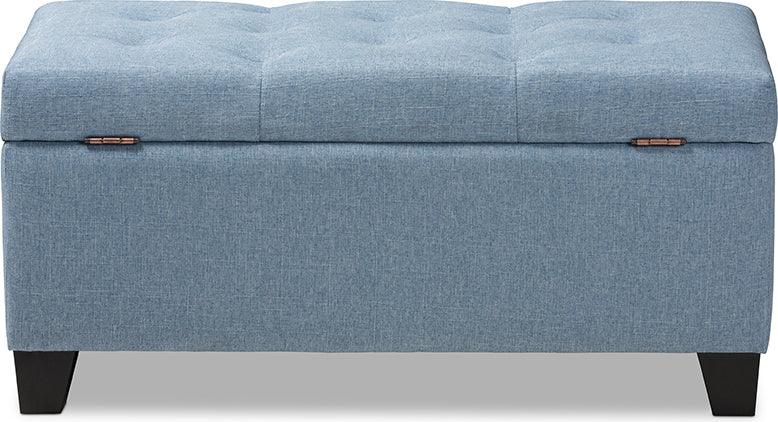 Wholesale Interiors Ottomans & Stools - Michaela Modern And Contemporary Light Blue Fabric Upholstered Storage Ottoman