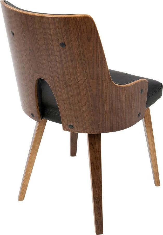 Lumisource Dining Chairs - Stella Mid-Century Modern Dining/Accent Chair in Walnut with Black Faux Leather - Set of 2