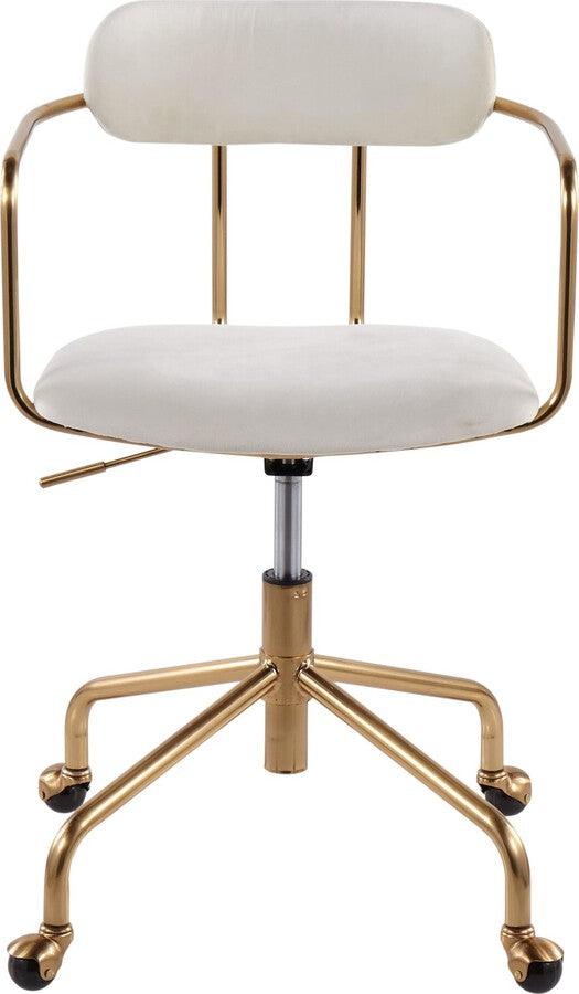 Lumisource Task Chairs - Demi Contemporary Office Chair in Gold Metal & Cream Velvet