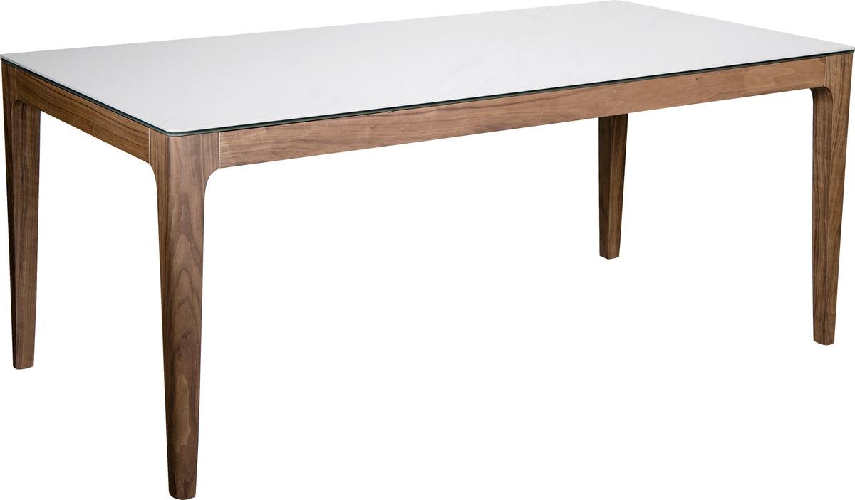 Euro Style Dining Tables - Haldis 71" Dining Table in White Ceramic Glass and Walnut