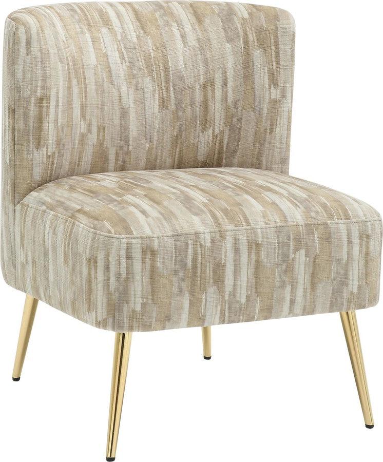 Lumisource Accent Chairs - Fran Slipper Chair 30.5" Gold Metal & Light Brown Fabric