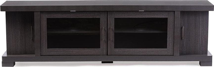 Wholesale Interiors TV & Media Units - Viveka 70-Inch Greyish Dark Brown Wood TV Cabinet with 2 Glass Doors and 2 Doors Gray & Dark Brown
