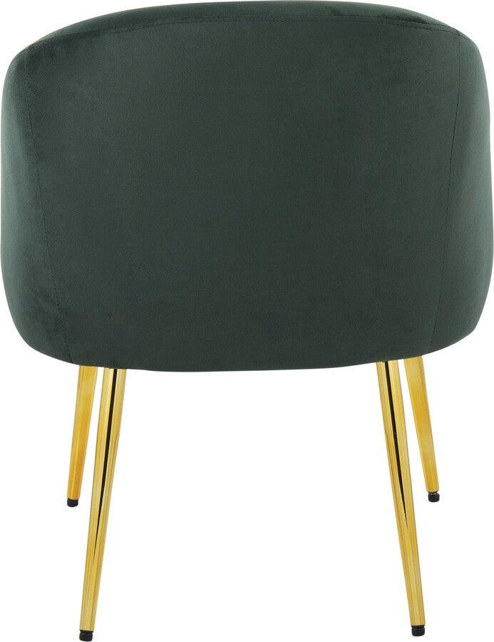 Lumisource Accent Chairs - Shiraz Contemporary/Glam Chair In Gold Metal & Green Velvet