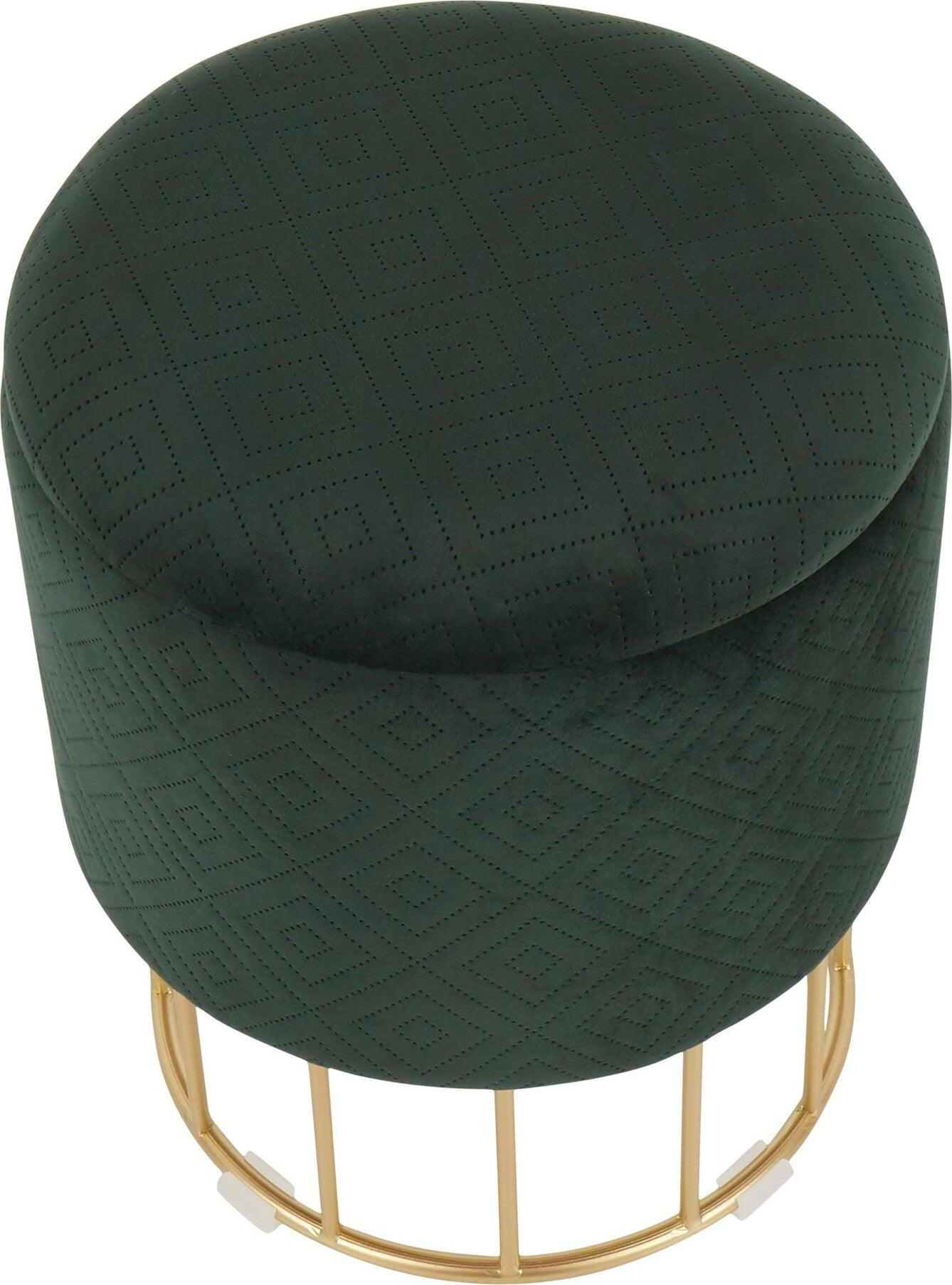 Lumisource Ottomans & Stools - Canary Contemporary Ottoman Gold Metal & Green Velvet