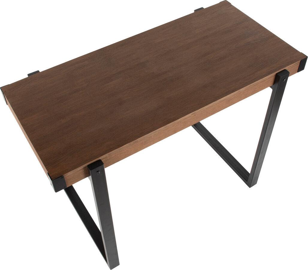 Lumisource Bar Tables - Odessa Industrial Counter Table in Black Metal and Brown Wood-Pressed Grain Bamboo
