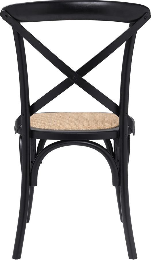 Euro Style Dining Chairs - Neyo Side Chair in Black with Natural Rattan Seat - Set of 2