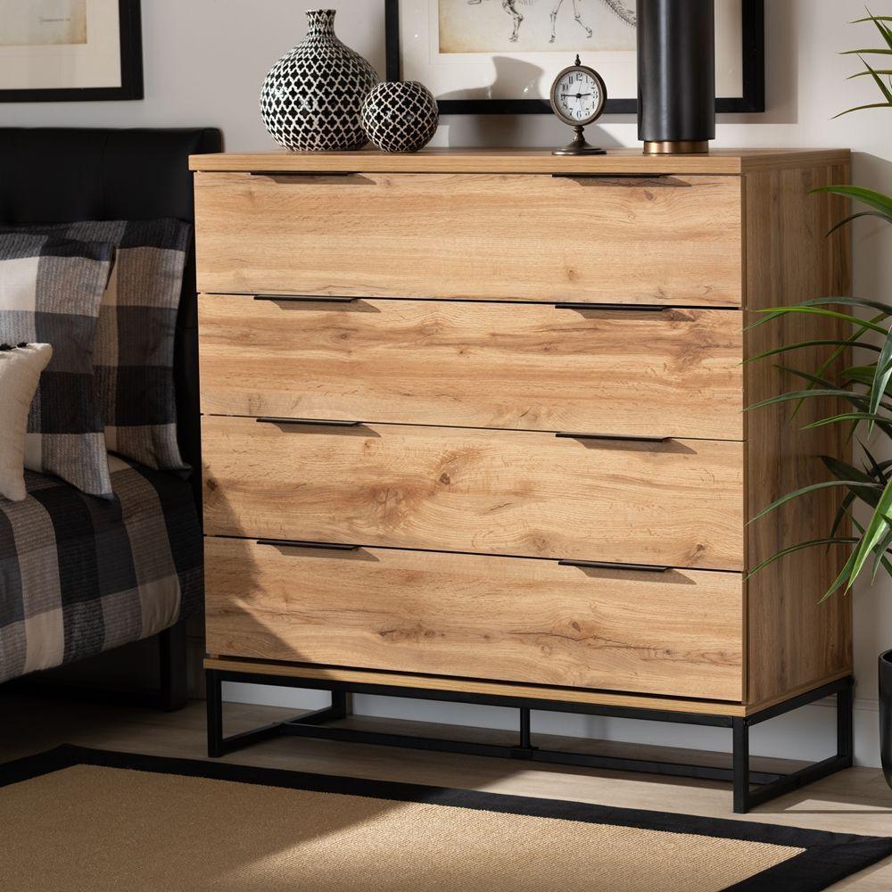 Wholesale Interiors Dressers - Reid 4-Drawer Dresser Oak & Black