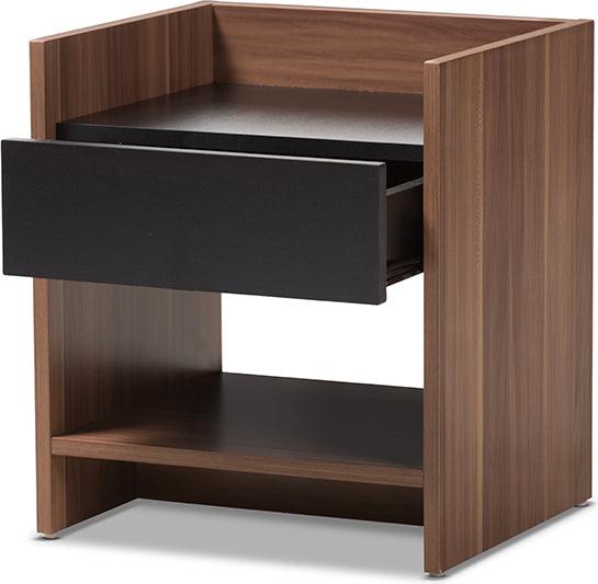 Wholesale Interiors Nightstands & Side Tables - Vanda Nightstand Black/Walnut Brown