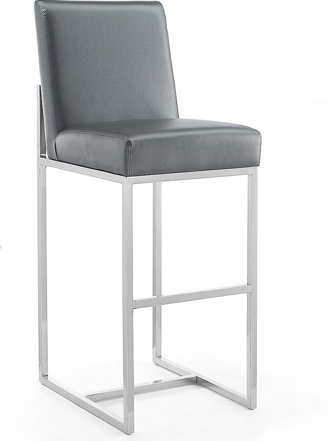 Manhattan Comfort Barstools - Element 42.13 in. Graphite and Polished Chrome Stainless Steel Bar Stool (Set of 3)