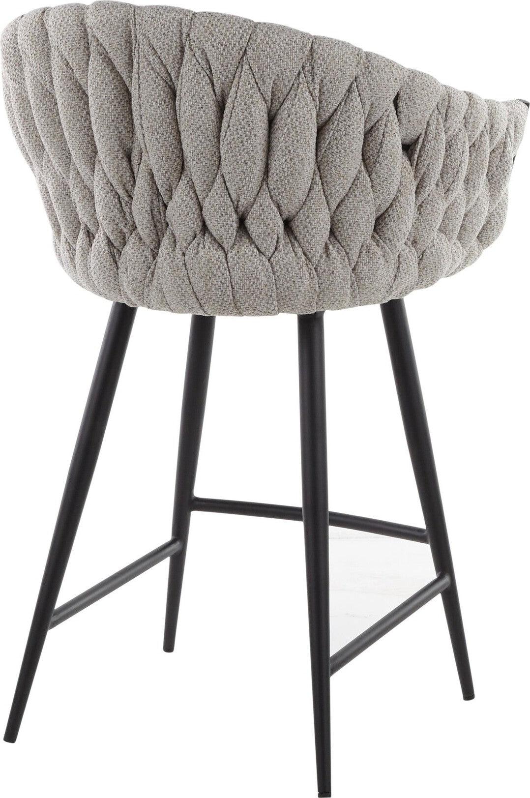 Lumisource Barstools - Braided Matisse Counter Stool Black & Cream & Gray