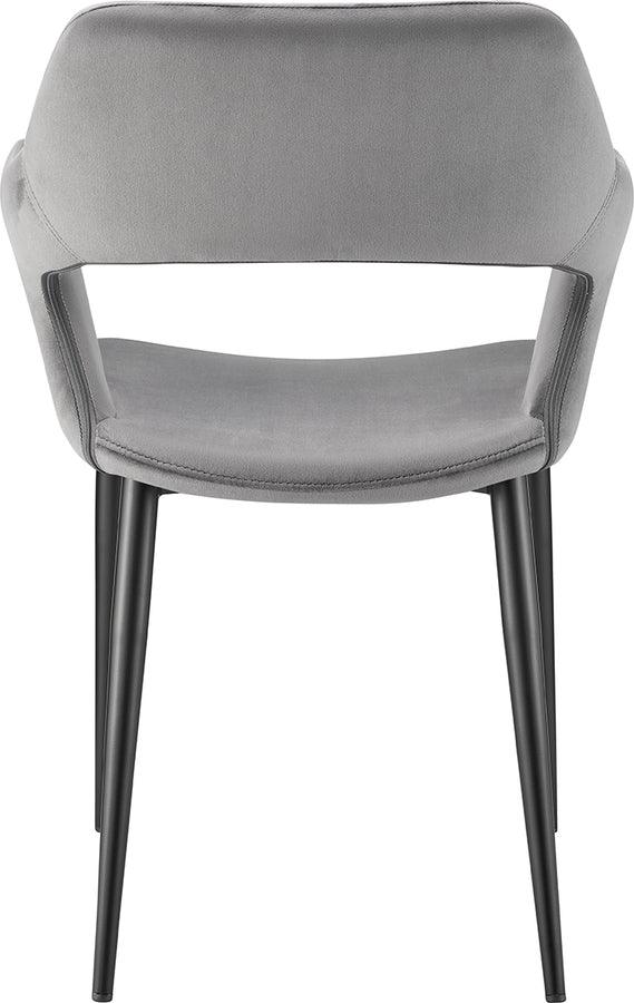 Euro Style Accent Chairs - Vidar Side Chair in Gray Velvet with Black Steel Legs - Set of 1