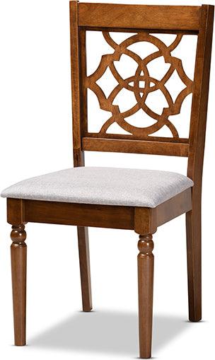 Wholesale Interiors Dining Sets - Sadie Grey Fabric Upholstered and Walnut Brown Finished Wood 7-Piece Dining Set