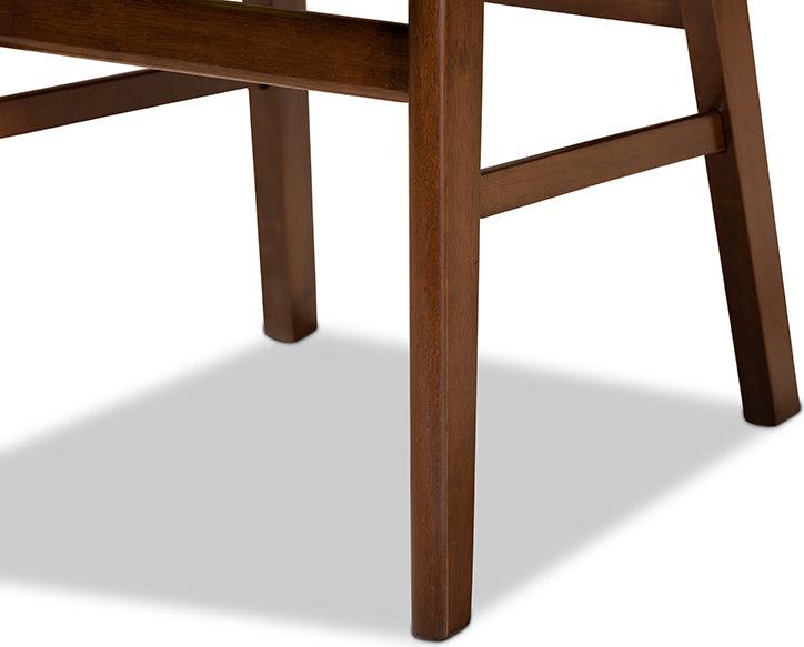 Wholesale Interiors Dining Sets - Euclid Mid-Century Modern Fabric and Walnut Brown Finished Wood 5-Piece Dining Set