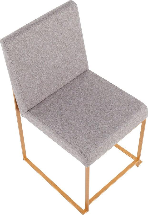 Lumisource Dining Chairs - High Back Fuji Contemporary Dining Chair In Gold & Light Grey Fabric (Set of 2)