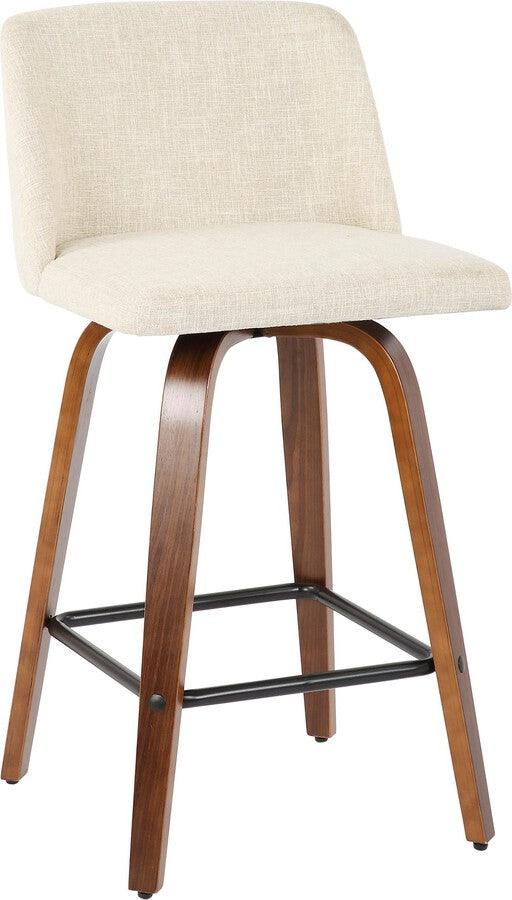 Lumisource Barstools - Toriano Mid-Century Modern Counter Stool in Walnut - Set of 2