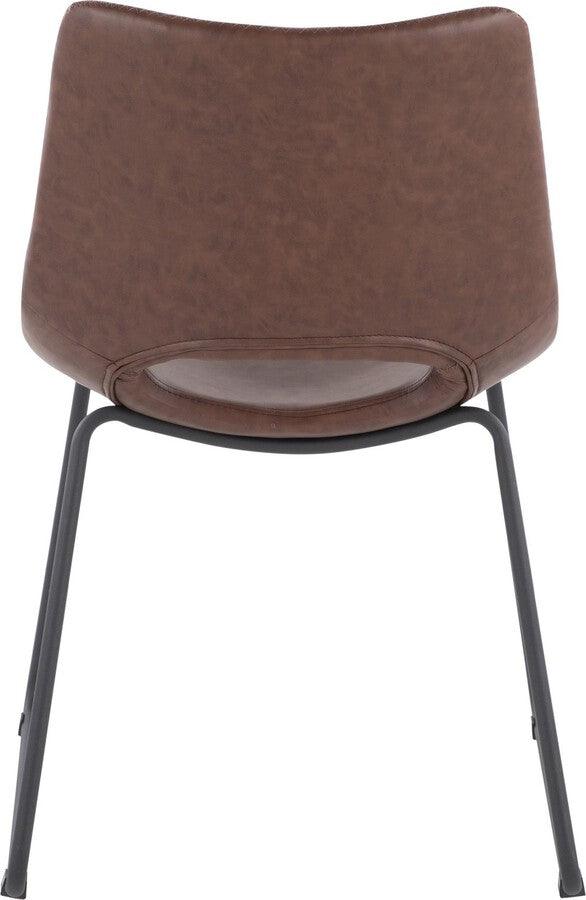 Lumisource Dining Chairs - Robbi Contemporary Dining Chair In Black Steel & Brown Faux Leather (Set of 2)
