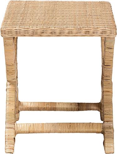 Wholesale Interiors Benches - Farica Modern Bohemian Natural Rattan And Mahogany Accent Bench