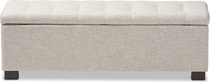 Wholesale Interiors Benches - Roanoke Modern And Contemporary Beige Fabric Upholstered Grid-Tufting Storage Ottoman Bench