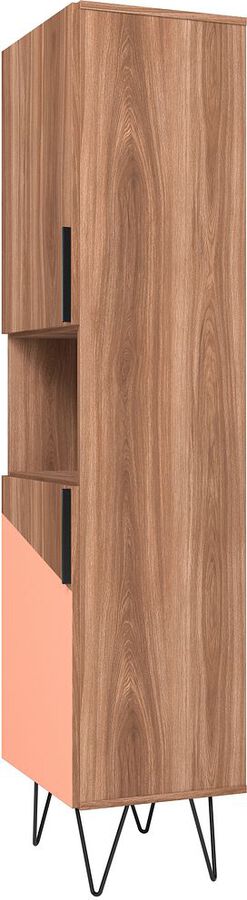 Manhattan Comfort Bookcases & Display Units - Beekman 17.51 Narrow Bookcase Cabinet in Brown and Pink