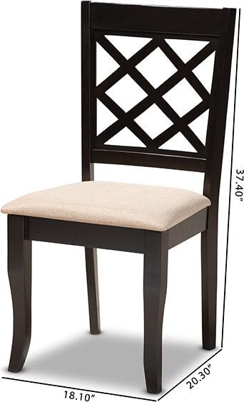Wholesale Interiors Dining Chairs - Verner Modern Sand Fabric Upholstered Espresso Brown Finished Wood Dining Chair Set of 4