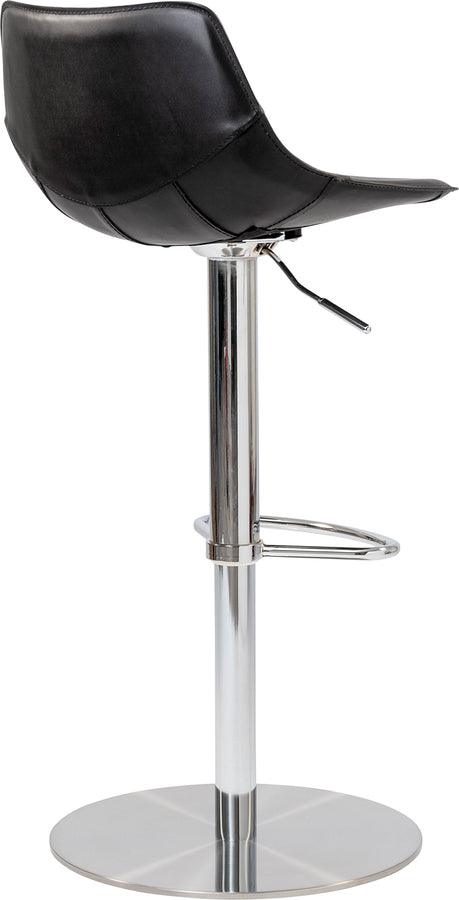 Euro Style Barstools - Rudy Adjustable Swivel Bar/Counter Stool in Black with Brushed Stainless Steel Base