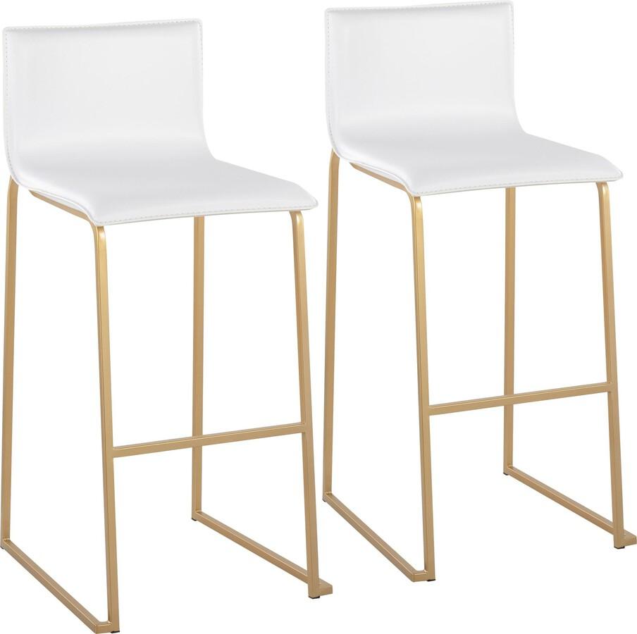 Lumisource Barstools - Mara Barstool In Gold Steel & White Faux Leather (Set of 2)