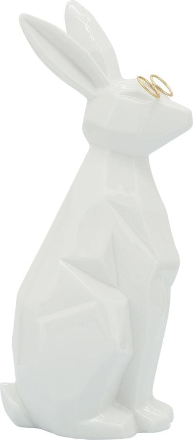 Sagebrook Home Decorative Objects - Ceramic 11"H Bunny W/ Glasses White & Gold