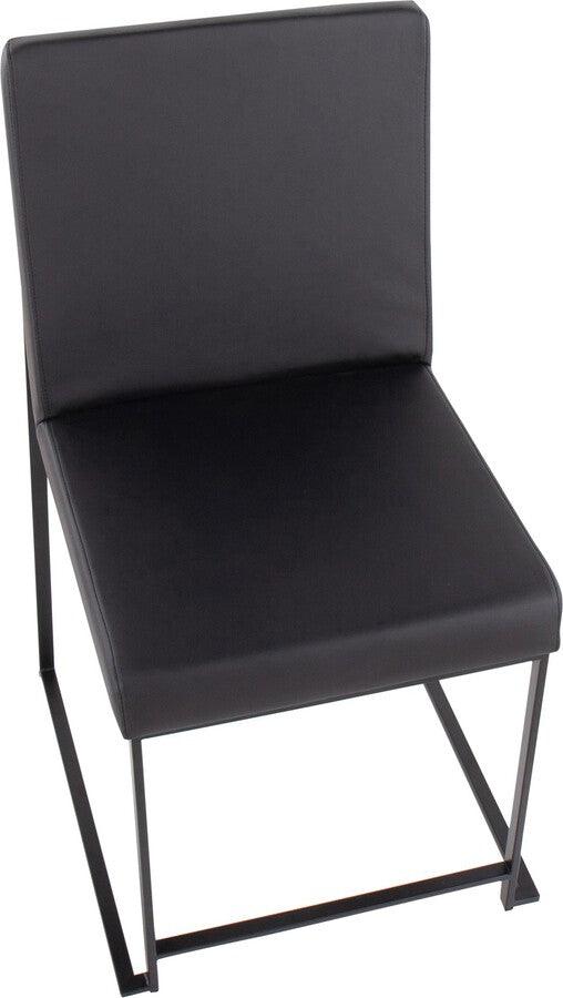 Lumisource Dining Chairs - High Back Fuji Contemporary Dining Chair In Black Steel & Black Faux Leather (Set of 2)