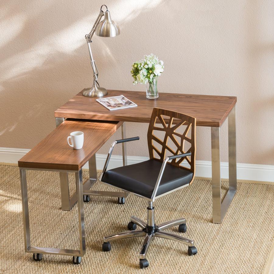 Euro Style Desks - Dillon Desk Walnut & Stainless Steel