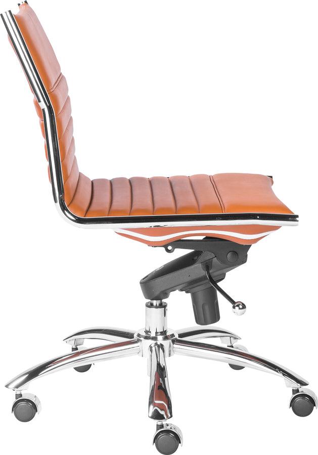 Euro Style Task Chairs - Dirk Low Back Office Chair w/o Armrests in Cognac