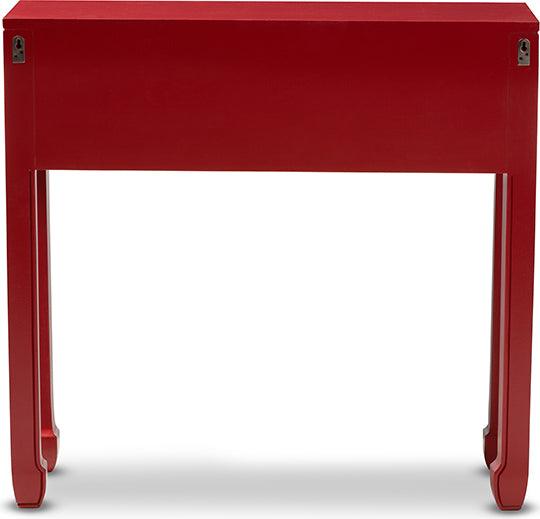 Wholesale Interiors Consoles - Pomme Antique Red Finished Wood Bronze Finished Accents 6-Drawer Console Table