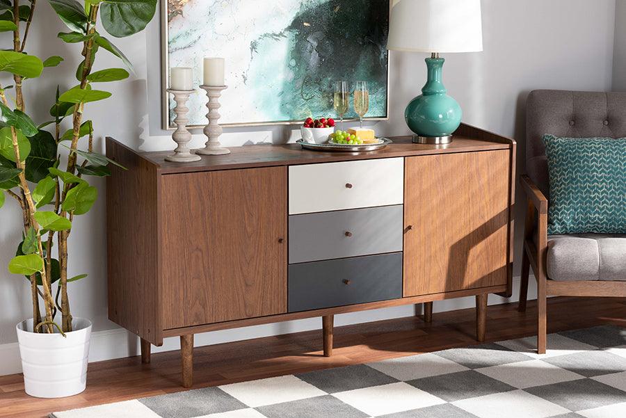 Wholesale Interiors Buffets & Sideboards - Halden Multicolor Walnut Brown and Grey Gradient Finished Wood 2-Door Dining Room Sideboard Buffet