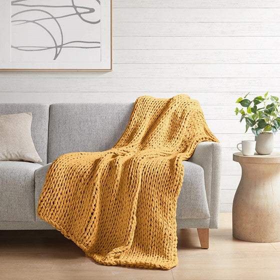 Olliix.com Pillows & Throws - Handmade Throw Yellow