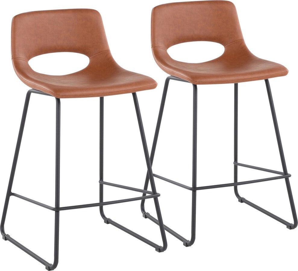 Lumisource Barstools - Robbi Counter Stool In Black Steel & Camel Faux Leather (Set of 2)