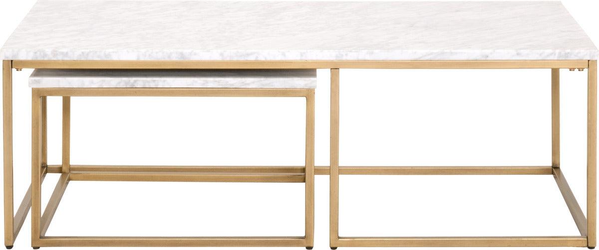 Essentials For Living Coffee Tables - Carrera Nesting Coffee Table White Carrera & Brushed Gold